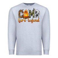 Heather Grey camp fire legend with fire Premium Sweatshirt - texasbilliewilder