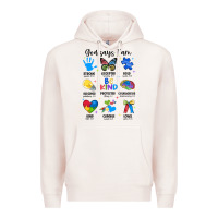 Pale Pink god says i am autism Premium Hoodie - JahusDesignShop