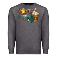 Charcoal Heather camp life coffee with coffee cup Premium Sweatshirt - texasbilliewilder