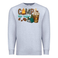 Heather Grey camp life coffee with coffee cup Premium Sweatshirt - texasbilliewilder
