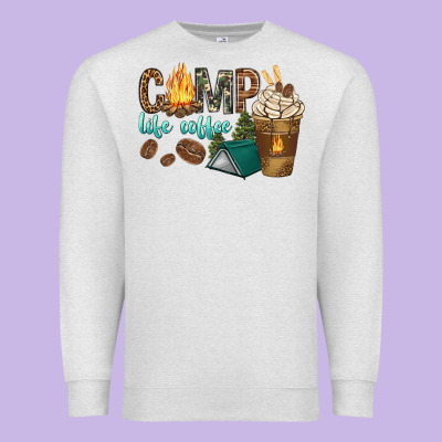 Premium Sweatshirt camp life coffee with coffee cup