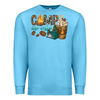 Ocean Blue camp life coffee with coffee cup Premium Sweatshirt - texasbilliewilder