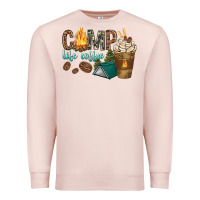 Pale Pink camp life coffee with coffee cup Premium Sweatshirt - texasbilliewilder
