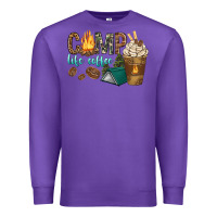 Purple camp life coffee with coffee cup Premium Sweatshirt - texasbilliewilder