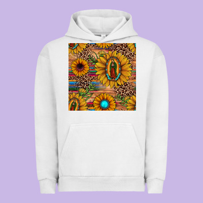 Our Lady Of Guadalupe Sunflower  Seamless Pattern Urban Hoodie Designed By Jahusdesignshop