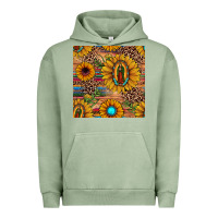 Pigment Oil Green our lady of guadalupe sunflower  seamless pattern Urban Hoodie - JahusDesignShop