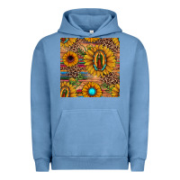 Pigment Pebble Blue our lady of guadalupe sunflower  seamless pattern Urban Hoodie - JahusDesignShop