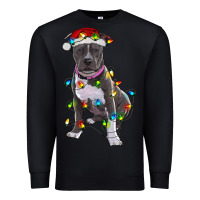 Black Pitbull With Christmas Lights Premium Sweatshirt - RanaPortraitStore