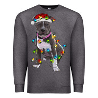 Charcoal Heather Pitbull With Christmas Lights Premium Sweatshirt - RanaPortraitStore