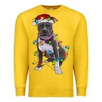 Lemon Pitbull With Christmas Lights Premium Sweatshirt - RanaPortraitStore