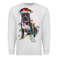 Oatmeal Heather Pitbull With Christmas Lights Premium Sweatshirt - RanaPortraitStore