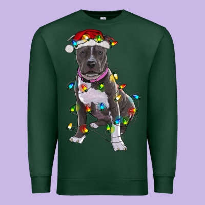 Premium Sweatshirt Pitbull With Christmas Lights