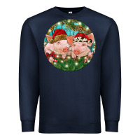 Navy Christmas Pigs Premium Sweatshirt - RanaPortraitStore