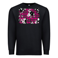 Black Pink Christmas Plaid Cowhide Pattern Background Premium Sweatshirt - RanaPortraitStore