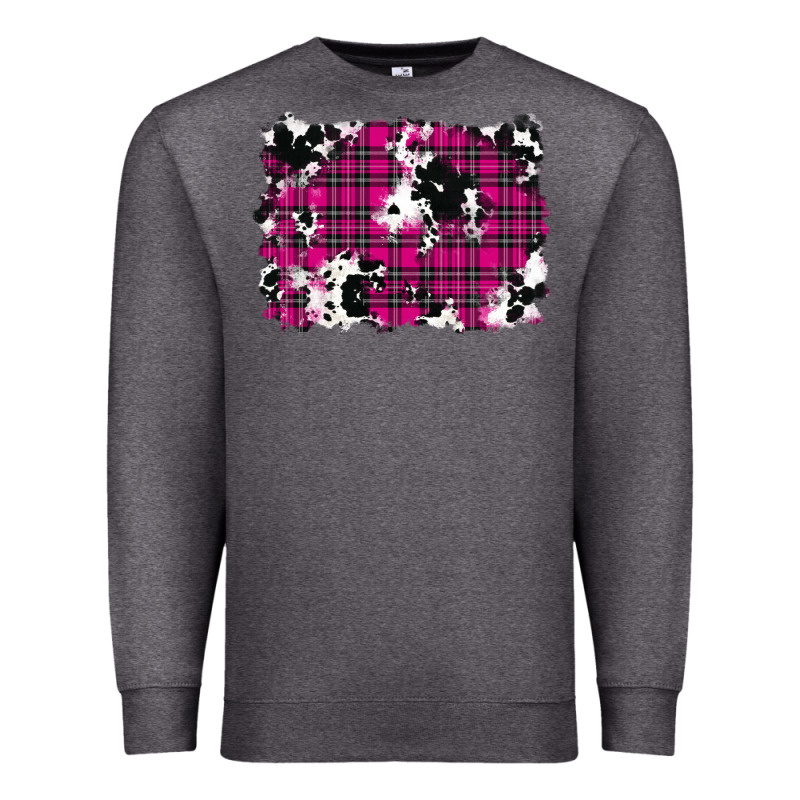 Pink Christmas Plaid Cowhide Pattern Background Premium Sweatshirt by RanaPortraitStore | Teevron