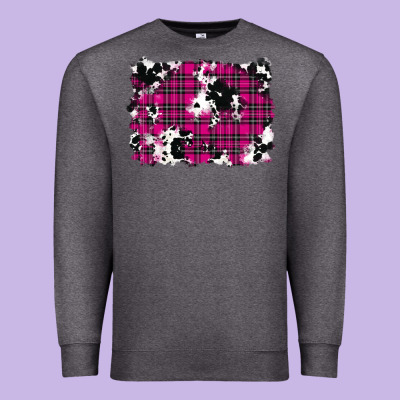 Premium Sweatshirt Pink Christmas Plaid Cowhide Pattern Background