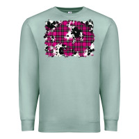 Seafoam Pink Christmas Plaid Cowhide Pattern Background Premium Sweatshirt - RanaPortraitStore