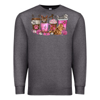 Charcoal Heather cat coffee cups Premium Sweatshirt - texasbilliewilder