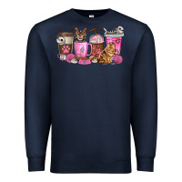 Navy cat coffee cups Premium Sweatshirt - texasbilliewilder