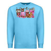 Ocean Blue cat coffee cups Premium Sweatshirt - texasbilliewilder