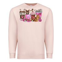 Pale Pink cat coffee cups Premium Sweatshirt - texasbilliewilder