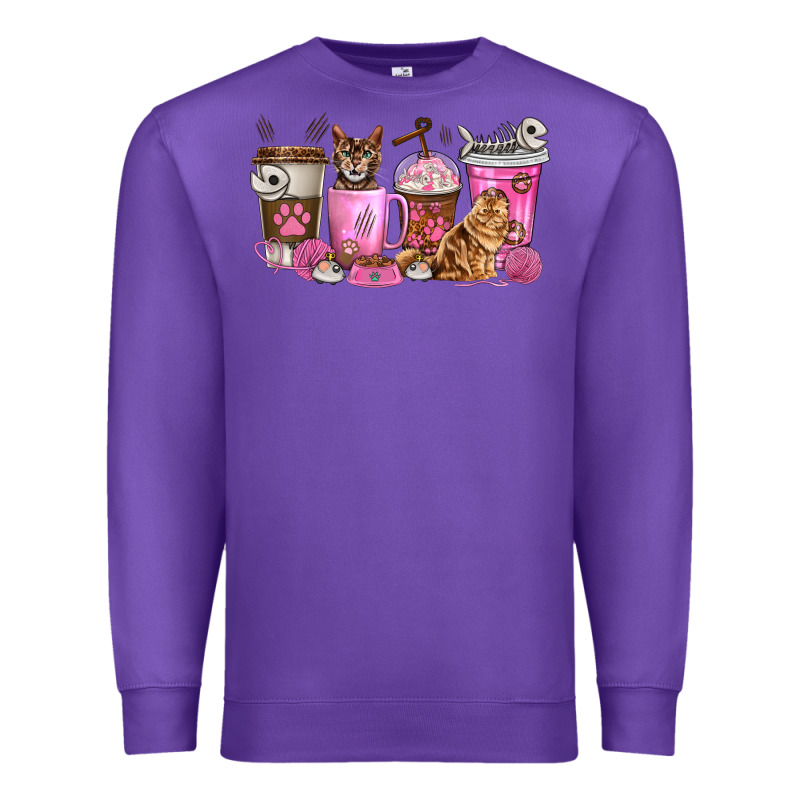 Cat Coffee Cups Premium Sweatshirt by texasbilliewilder | Teevron