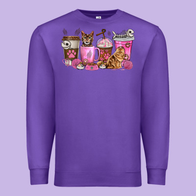 Premium Sweatshirt cat coffee cups