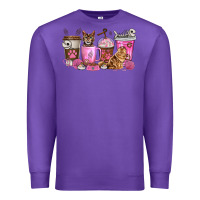 Purple cat coffee cups Premium Sweatshirt - texasbilliewilder