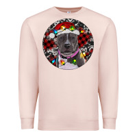 Pale Pink Pitbull And Buffalo Plaid Premium Sweatshirt - RanaPortraitStore