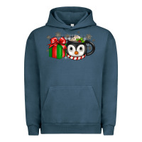 Pigment Midnight Navy Christmas penguin coffee Urban Hoodie - JahusDesignShop