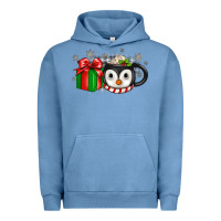 Pigment Pebble Blue Christmas penguin coffee Urban Hoodie - JahusDesignShop