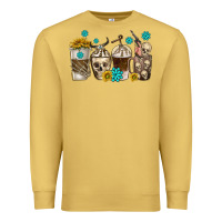Antique Gold coffee cups bull skull with gemstones Premium Sweatshirt - texasbilliewilder