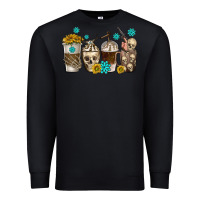 Black coffee cups bull skull with gemstones Premium Sweatshirt - texasbilliewilder