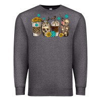 Charcoal Heather coffee cups bull skull with gemstones Premium Sweatshirt - texasbilliewilder