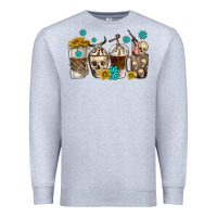 Heather Grey coffee cups bull skull with gemstones Premium Sweatshirt - texasbilliewilder
