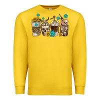 Lemon coffee cups bull skull with gemstones Premium Sweatshirt - texasbilliewilder