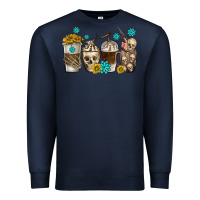 Navy coffee cups bull skull with gemstones Premium Sweatshirt - texasbilliewilder
