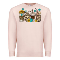 Pale Pink coffee cups bull skull with gemstones Premium Sweatshirt - texasbilliewilder