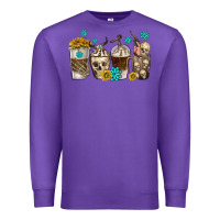 Purple coffee cups bull skull with gemstones Premium Sweatshirt - texasbilliewilder