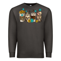 Smoke coffee cups bull skull with gemstones Premium Sweatshirt - texasbilliewilder