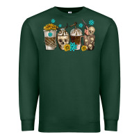 Sports Green coffee cups bull skull with gemstones Premium Sweatshirt - texasbilliewilder