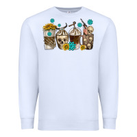 White coffee cups bull skull with gemstones Premium Sweatshirt - texasbilliewilder