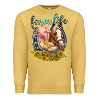 Antique Gold chicken pig horse farm life Premium Sweatshirt - texasbilliewilder