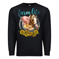 Black chicken pig horse farm life Premium Sweatshirt - texasbilliewilder