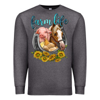 Charcoal Heather chicken pig horse farm life Premium Sweatshirt - texasbilliewilder