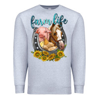 Heather Grey chicken pig horse farm life Premium Sweatshirt - texasbilliewilder
