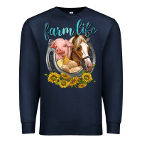 Navy chicken pig horse farm life Premium Sweatshirt - texasbilliewilder
