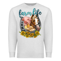 Oatmeal Heather chicken pig horse farm life Premium Sweatshirt - texasbilliewilder
