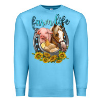 Ocean Blue chicken pig horse farm life Premium Sweatshirt - texasbilliewilder