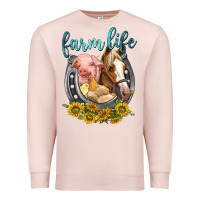 Pale Pink chicken pig horse farm life Premium Sweatshirt - texasbilliewilder
